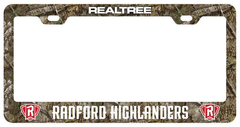 Radford University Highlanders Officially Licensed Realtree Camo License Plate Frame
