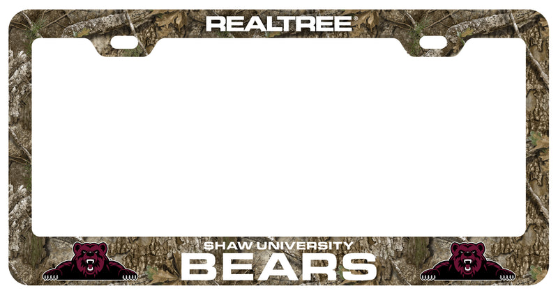 Shaw University Bears Officially Licensed Realtree Camo License Plate Frame