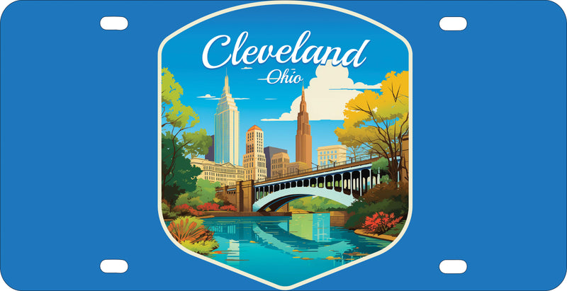 Cleveland Ohio Design B Souvenir Mini Metal License Plate 4.75 x 2.25 inch