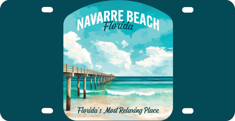 Navarre Beach Florida Pier Painting Design Souvenir Mini Metal License Plate 4.75 x 2.25 inch