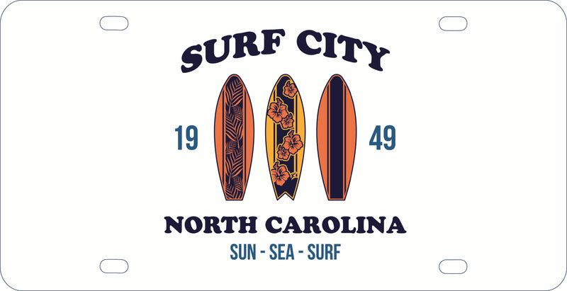 Surf City North Carolina Sun Sea Surf Design Souvenir Mini Metal License Plate 4.75 x 2.25 inch