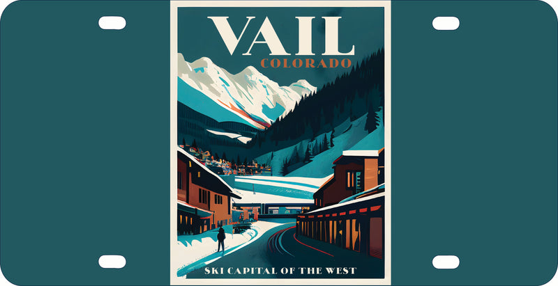 Vail Colorado Design B Souvenir Mini Metal License Plate 4.75 x 2.25 inch