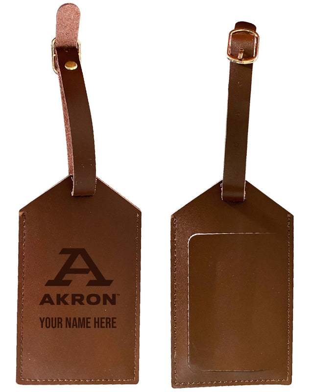 Akron Zips Premium Leather Luggage Tag - Laser-Engraved Custom Name Option