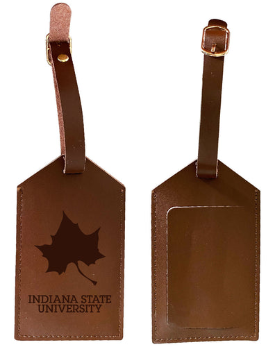 Indiana State University Leather Luggage Tag Engraved Officially Licensed Collegiate Product