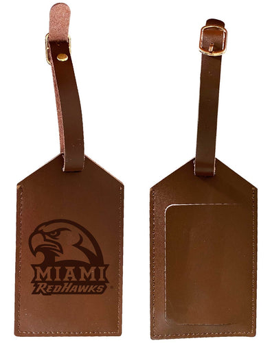 Miami of Ohio Leather Luggage Tag Engraved Officially Licensed Collegiate Product