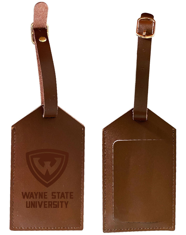 Wayne State Leather Luggage Tag Engraved Officially Licensed Collegiate Product