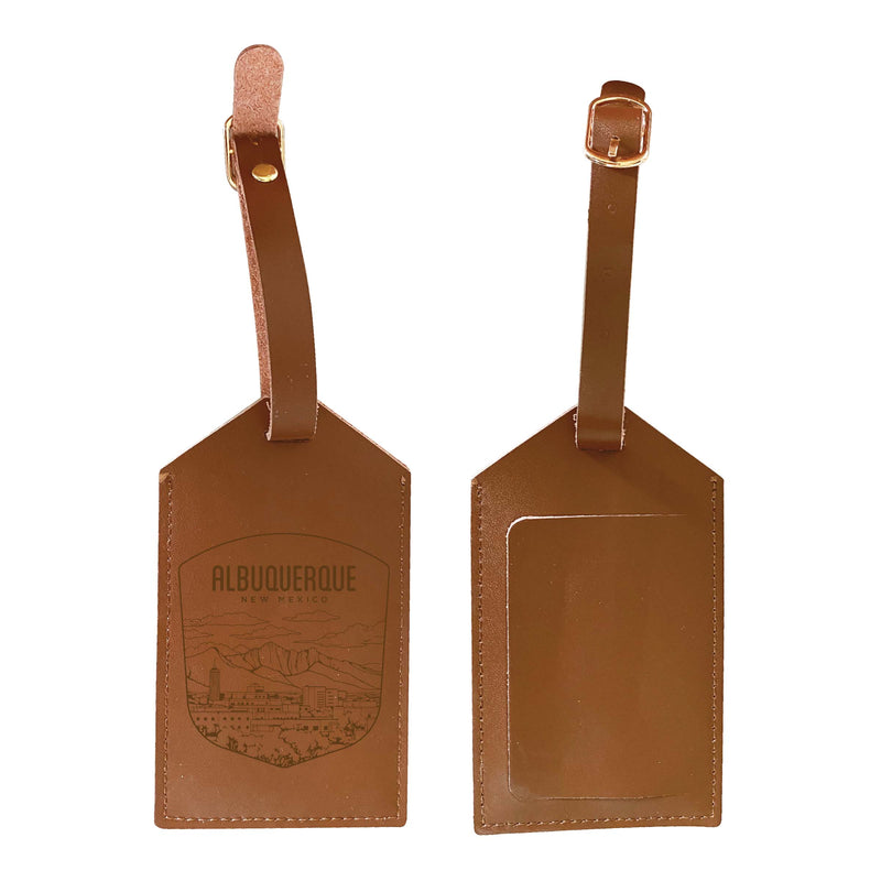 Albuquerque New Mexico Souvenir Engraved Leather Luggage Tag Single