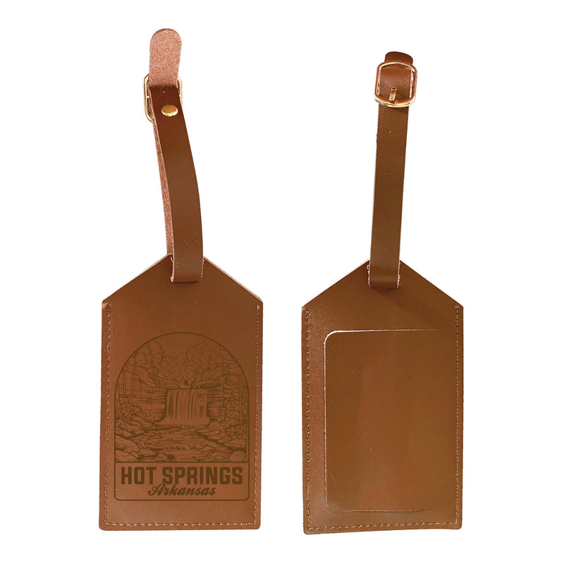 Hot Springs Arkansas Souvenir Engraved Leather Luggage Tag 2-Pack