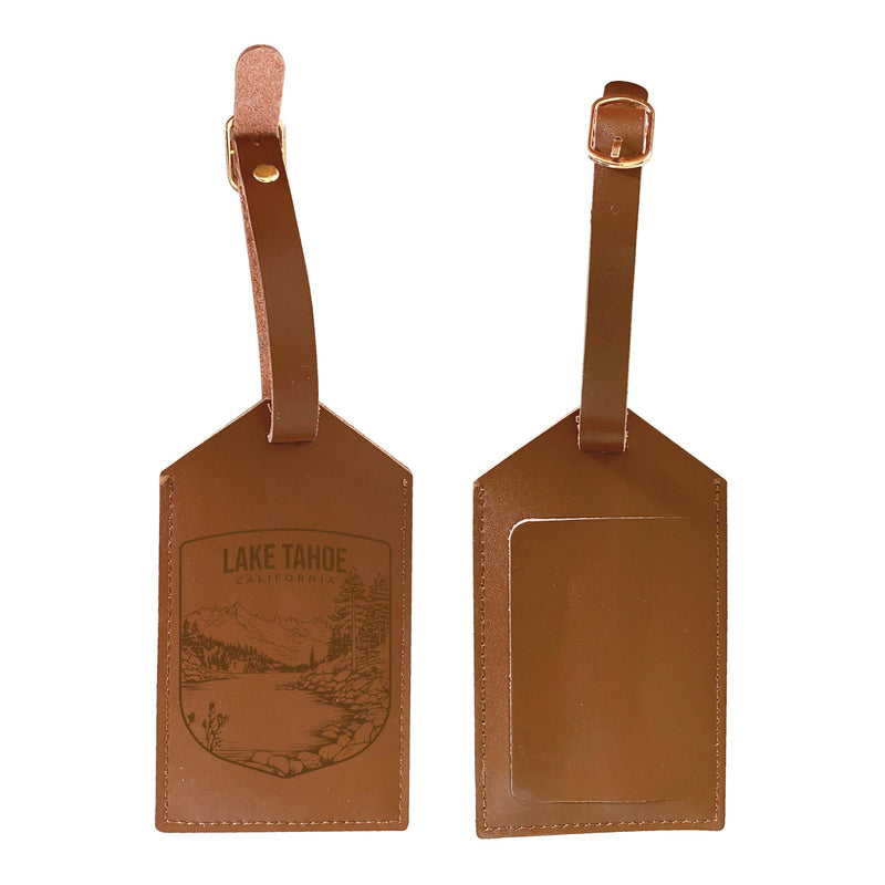 Lake Tahoe Califonia Souvenir Engraved Leather Luggage Tag 4-Pack
