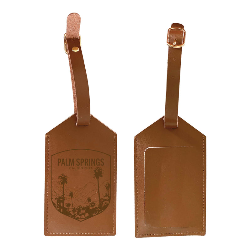 Palm Springs California Souvenir Engraved Leather Luggage Tag 2-Pack