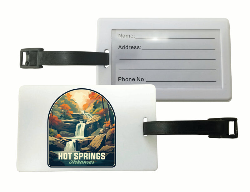Hot Springs Arkansas Autumn Waterfall Design Souvenir Luggage Tag 2-Pack