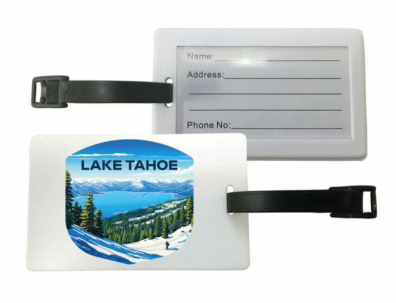 Lake Tahoe Ski Design D Souvenir Luggage Tag 4-Pack