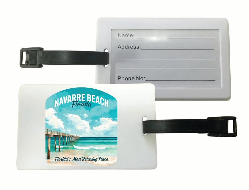 Navarre Beach Florida Pier Painting Design Souvenir Luggage Tag 2-Pack