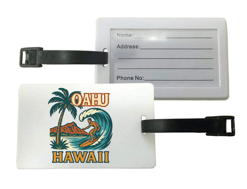 Oahu Hawaii Vintage Design Souvenir Luggage Tag