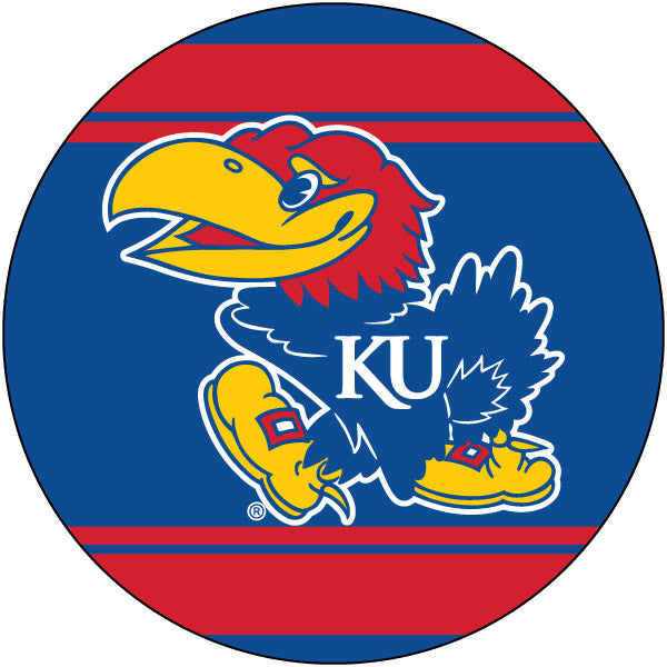 Kansas Jayhawks Stripe Design 4-Inch Round Shape NCAA High-Definition Magnet - Versatile Metallic Surface Adornment