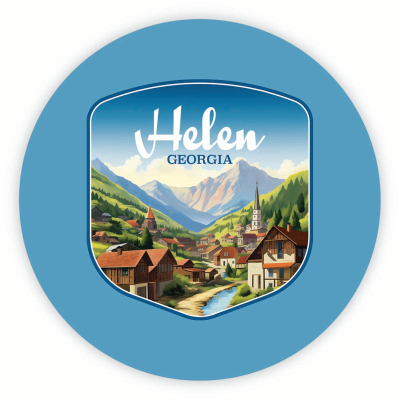 Helen Georgia Town in Mountains Design Souvenir Round Fridge Magnet 2-Inch