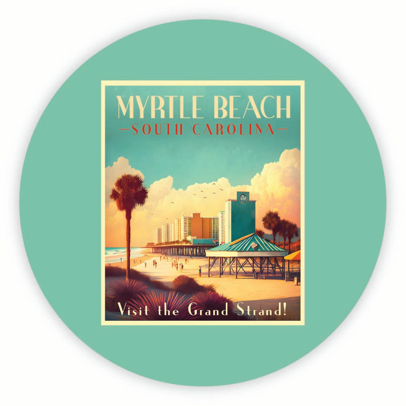 Myrtle Beach South Carolina Design A Souvenir Round Fridge Magnet 2-Inch