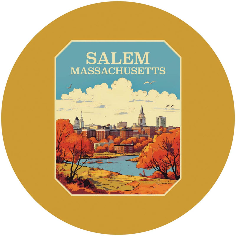 Salem Massachusettes Design A Souvenir Round Fridge Magnet 4-Inch