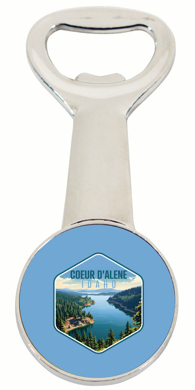 Coeur D'Alene Idaho Aerial Lake Design Souvenir Magnetic Bottle Opener 2-Pack