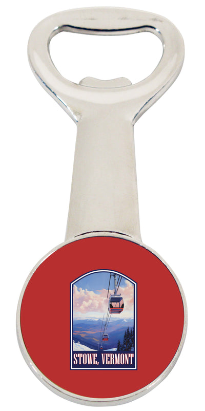 Stowe Mountain Vermont Design B Souvenir Magnetic Bottle Opener 4-Pack