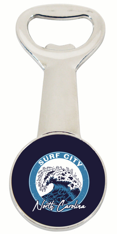 Surf City North Carolina Wave Design Souvenir Magnetic Bottle Opener 4-Pack