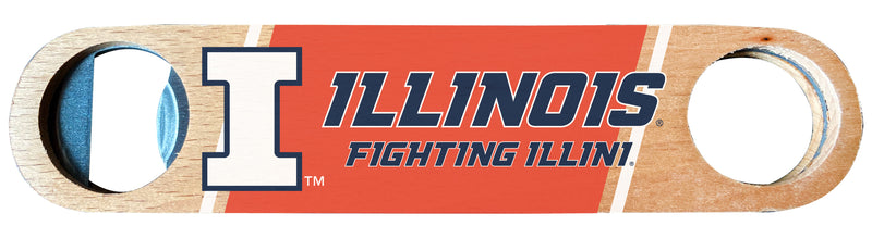 Illinois Fighting Illini Officially Licensed Wooden Bottle Opener with Full Color Design Single