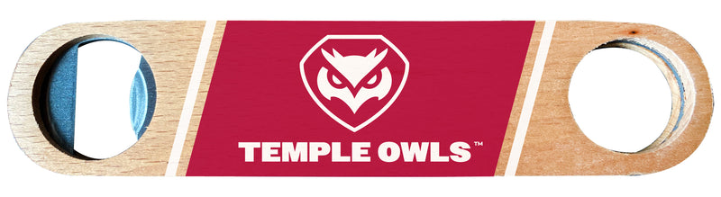 Temple University Officially Licensed Wooden Bottle Opener with Full Color Design Single