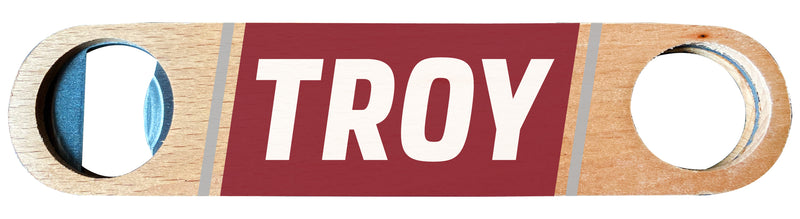 Troy University Officially Licensed Wooden Bottle Opener with Full Color Design Single