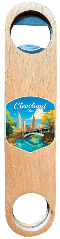Cleveland Ohio Design B Souvenir Wooden Bottle Opener Single