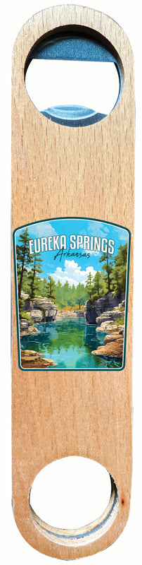 Eureka Springs Arkansas Natural Springs Design Souvenir Wooden Bottle Opener 4-Pack