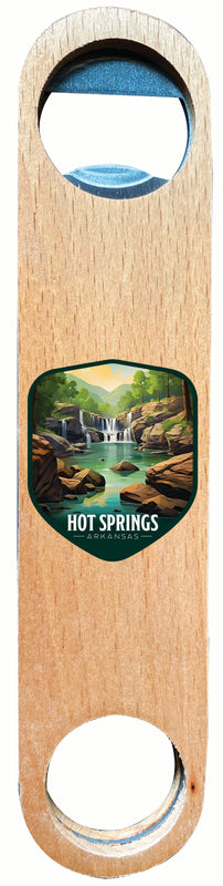 Hot Springs Arkansas Lake Springs Design Souvenir Wooden Bottle Opener 4-Pack