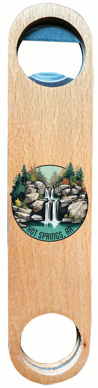 Hot Springs Arkansas Waterfall Illustration Design Souvenir Wooden Bottle Opener Single