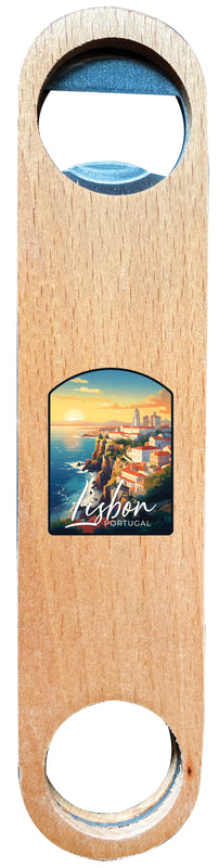 Lisbon Portugal Design B Souvenir Wooden Bottle Opener 2-Pack