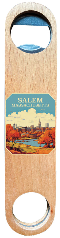 Salem Massachusettes Design A Souvenir Wooden Bottle Opener 4-Pack