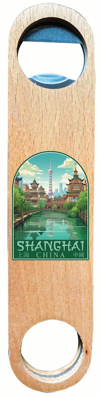 Shanghai China Old Town Design Souvenir Wooden Bottle Opener Single