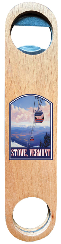 Stowe Mountain Vermont Design B Souvenir Wooden Bottle Opener 4-Pack