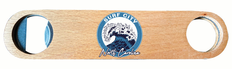 Surf City North Carolina Wave Design Souvenir Wooden Bottle Opener 4-Pack