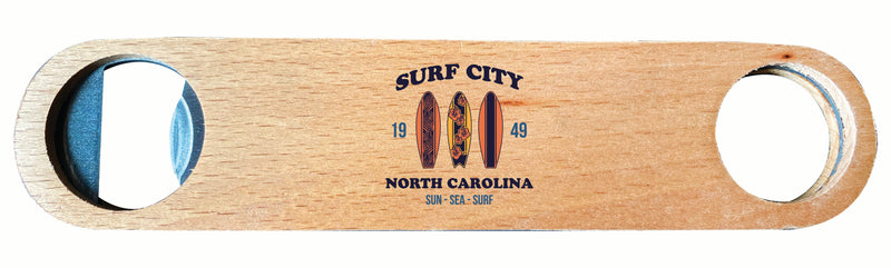 Surf City North Carolina Sun Sea Surf Design Souvenir Wooden Bottle Opener 2-Pack