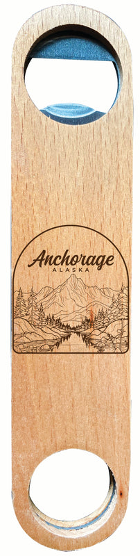 Anchorage Alaska Souvenir Engraved Wooden Bottle Opener 4-Pack