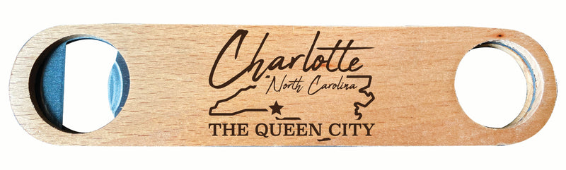 Charlotte North Carolina Souvenir Engraved Wooden Bottle Opener 2-Pack