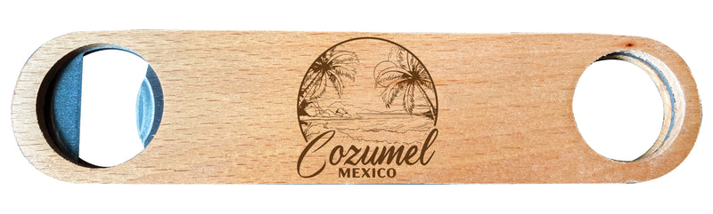 Cozumel Mexico Souvenir Engraved Wooden Bottle Opener 4-Pack