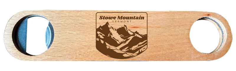 Stowe Mountain Vermont Souvenir Engraved Wooden Bottle Opener Single