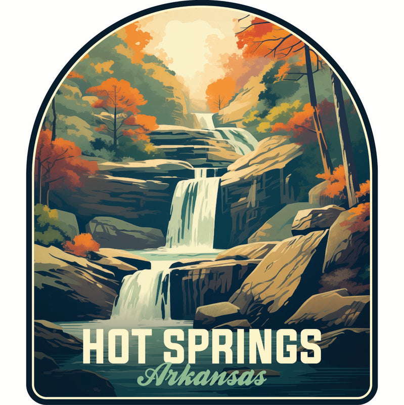 Hot Springs Arkansas Autumn Waterfall Design Souvenir Die Cut Flat Magnet 6-Inch