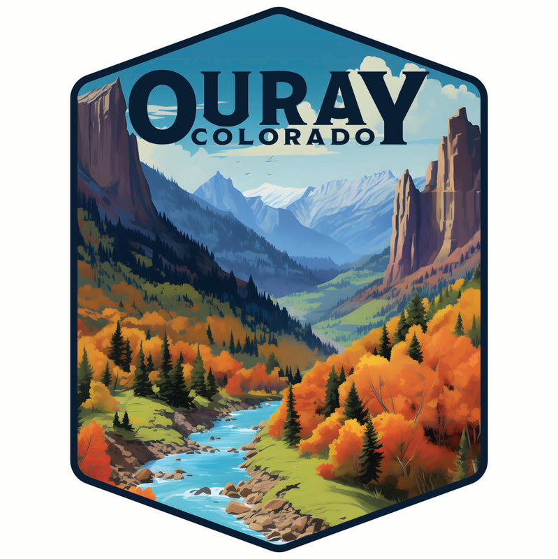 Ouray Colorado Mountain and River Design Souvenir Die Cut Flat Magnet 4-Inch
