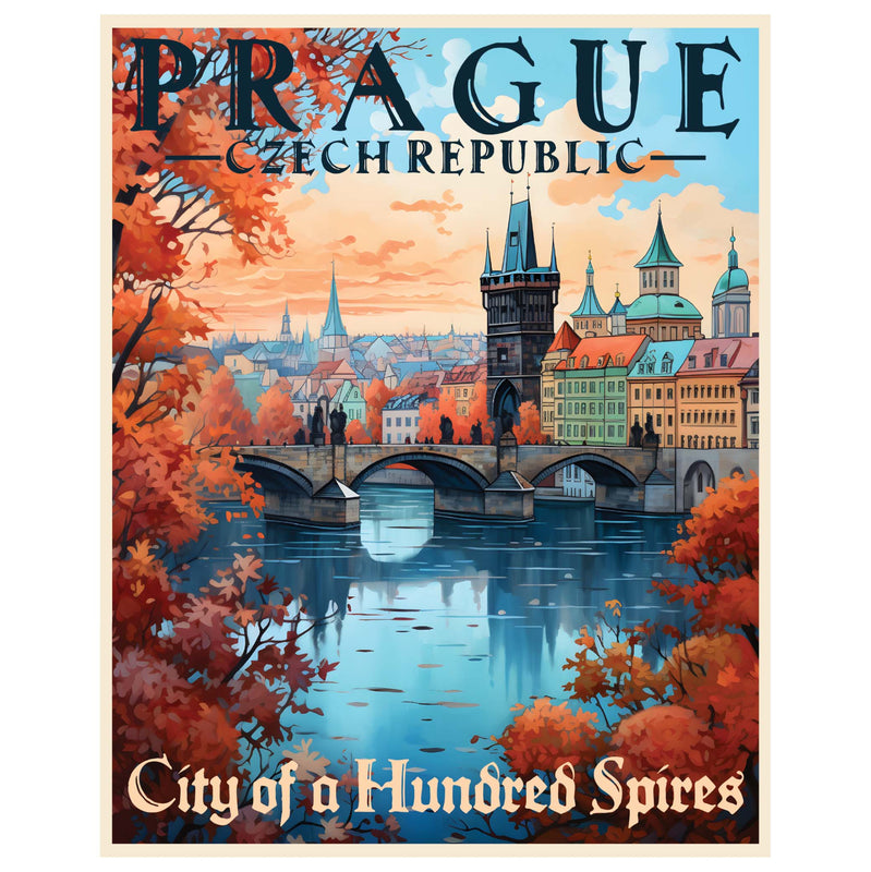 Prague Czech Republic Design A Souvenir Die Cut Flat Magnet 6-Inch