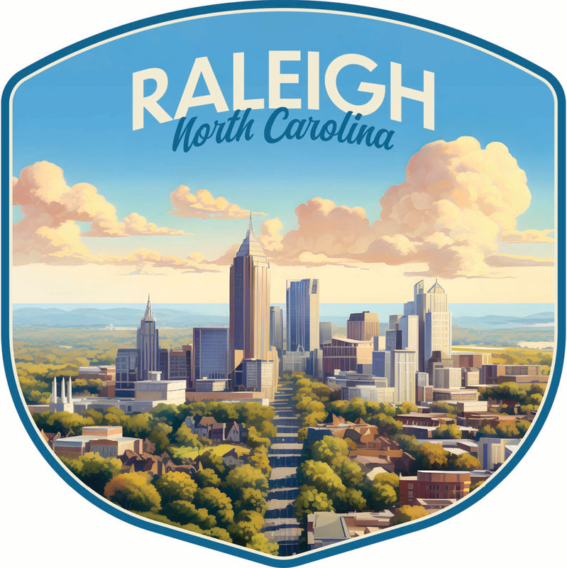 Raleigh North Carolina Daytime Cityscape Design Souvenir Die Cut Flat Magnet 6-Inch