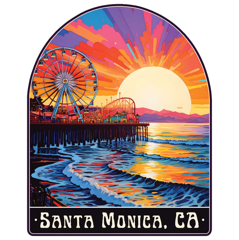 Santa Monica California Design B Souvenir Die Cut Flat Magnet 4-Inch