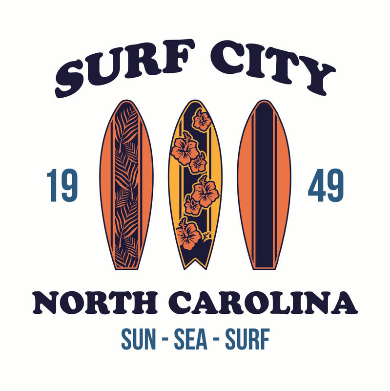 Surf City North Carolina Sun Sea Surf Design Souvenir Die Cut Flat Magnet 4-Inch