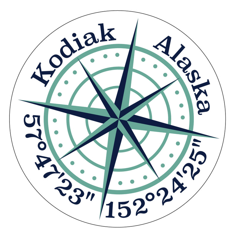 Kodiak Alaska Compass Style Decorative Flat Magnet – Souvenir Travel Decor