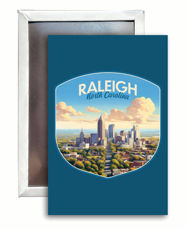 Raleigh North Carolina Daytime Cityscape Design Souvenir 2x3-Inch Fridge Magnet 2-Pack